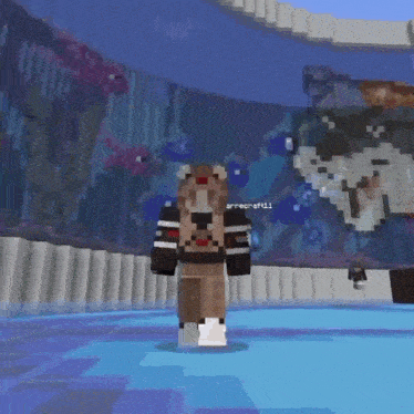 a person in a reindeer costume is standing in front of a wall with the word minecraft11 on it
