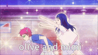 a picture of a girl and a boy with the words " olive and mimi " on the bottom