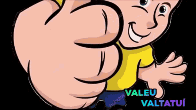 a cartoon of a man giving a thumbs up with valeu valtatui written on the bottom