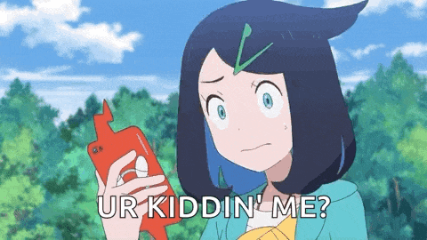 a cartoon girl is holding a cell phone with the words ur kiddin ' me written on it .