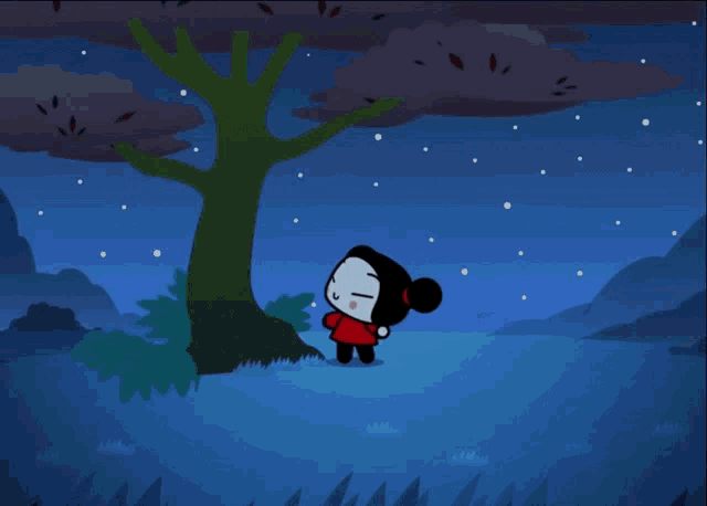 a couple of cartoon characters standing next to each other with a blue background