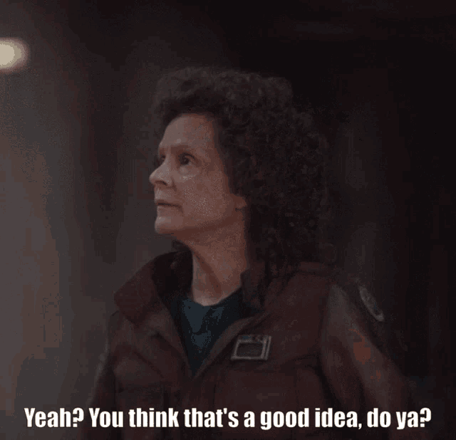 a woman with curly hair says yeah you think that 's a good idea do ya '