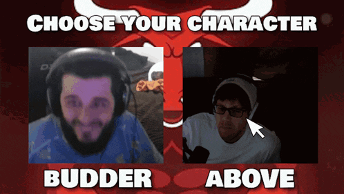 a screen that says choose your character above