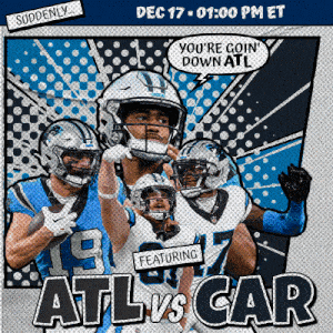 an advertisement for a football game between the panthers and carolina panthers