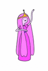 princess bubblegum from adventure time is wearing a pink dress and holding a sword .
