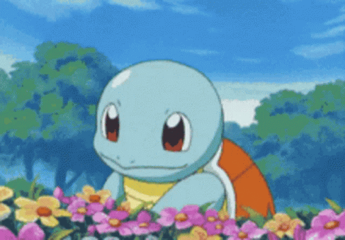 Squirtle Picking Flowers GIF