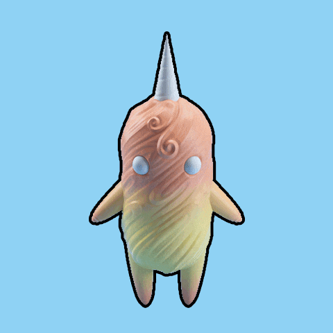 a cartoon character with a horn on top of it 's head