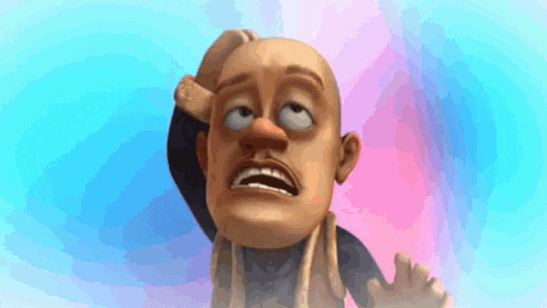 a bald cartoon character is scratching his head and making a funny face .