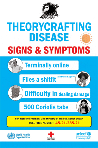 a poster that says " theorycrafting disease signs & symptoms "