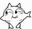 a black and white drawing of a cat making a funny face with its eyes closed .