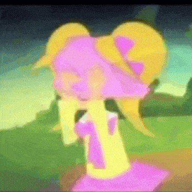 a cartoon drawing of a girl with a pink bow in her hair