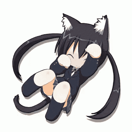a drawing of a girl with cat ears laying on the ground