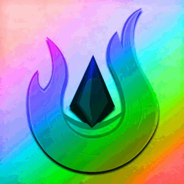 a colorful symbol with a diamond in the middle