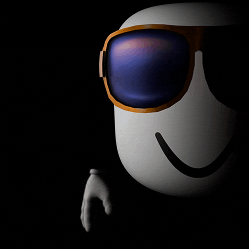 a cartoon character wearing sunglasses with a smiley face