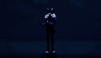 a silhouette of a person with horns on their head