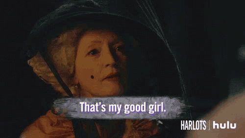 a woman says " that 's my good girl " in a dark room