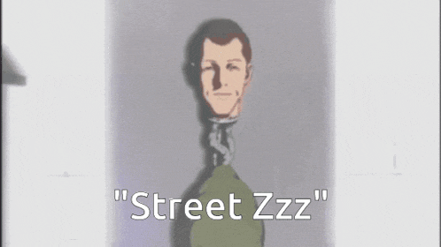 a cartoon of a man 's head sticking out of a wall with the words `` street zzz '' written on it .