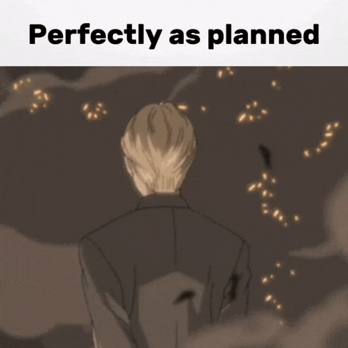 a picture of a man with the words perfectly as planned above it