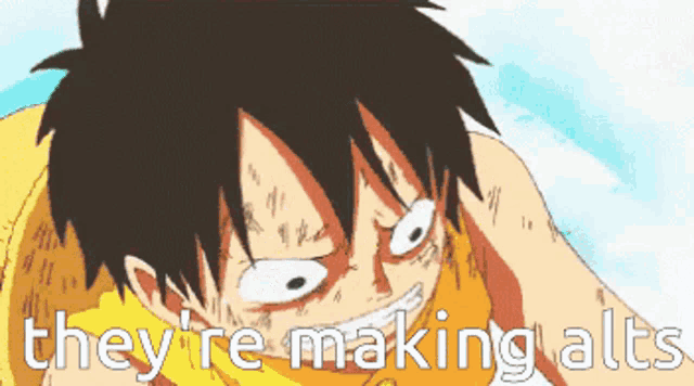 monkey d luffy from one piece is making a funny face