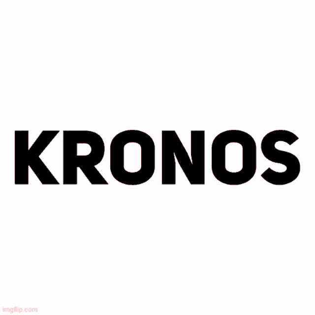 the word kronos is written in black on a white background