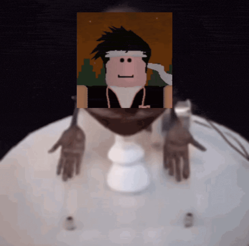 a picture of a roblox character with a white headband on his head