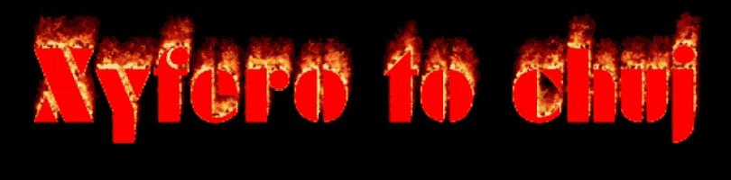 a black background with red letters that say " xyero to chuj " on it