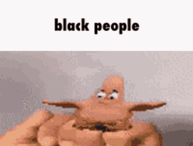 a picture of a cartoon character with the words black people written on it