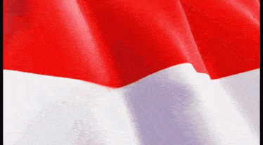 a close up of a red and white flag