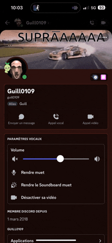 a phone screen shows a profile of a man named guille0109