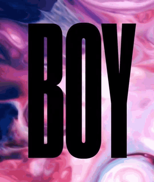 the word boy is on a pink background