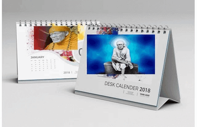 a desk calendar for the year 2018 has a picture of a man on it