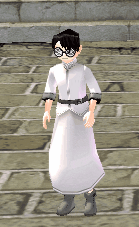 a cartoon character wearing a white dress and glasses