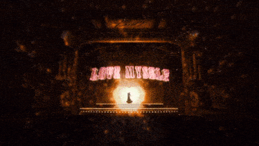 a silhouette of a woman stands in front of a sign that says ' one k '