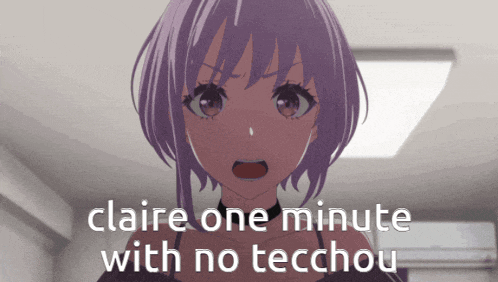 a picture of a girl with the words " claire one minute with no techou "