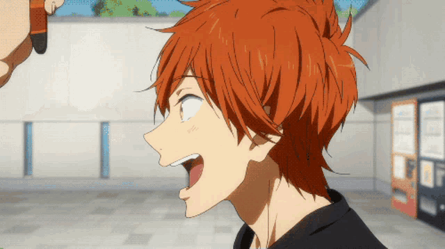 a close up of a person with red hair