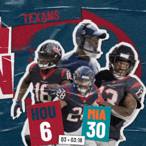 a poster for the texans football team shows players and a coach
