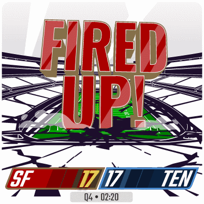 a sign that says fired up in red letters
