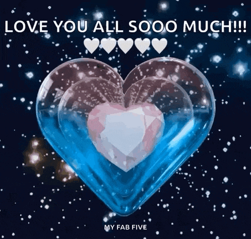 a blue heart with a diamond in the middle and the words `` love you all sooo much ''