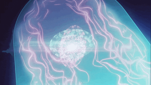a computer generated image of a glowing object in the middle of a blue background
