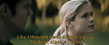 a man and a woman are talking and the woman says " like i thought i was strong