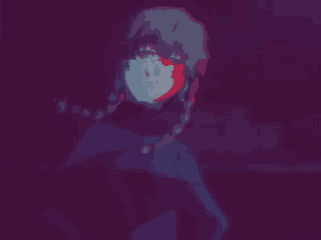 a girl with a braided hair screams in a dark room