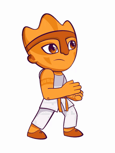 a cartoon drawing of a person in a karate outfit