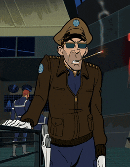 a cartoon drawing of a man in a military uniform smoking a cigarette