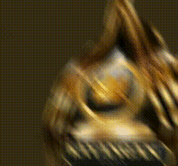 a close up of a t-rex skull with sharp teeth on a dark background .
