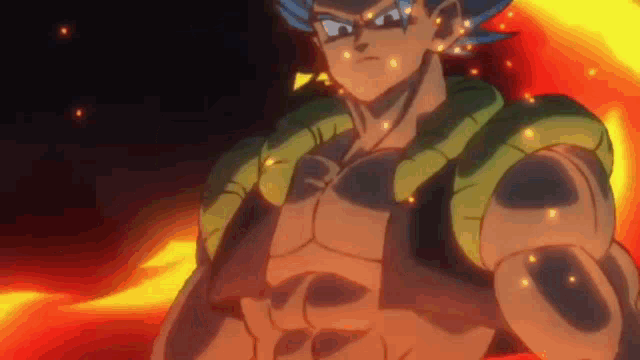 a cartoon character is standing in front of a fire and looking at the camera .