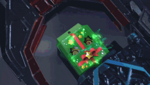 a green glowing object with a red circle in the middle