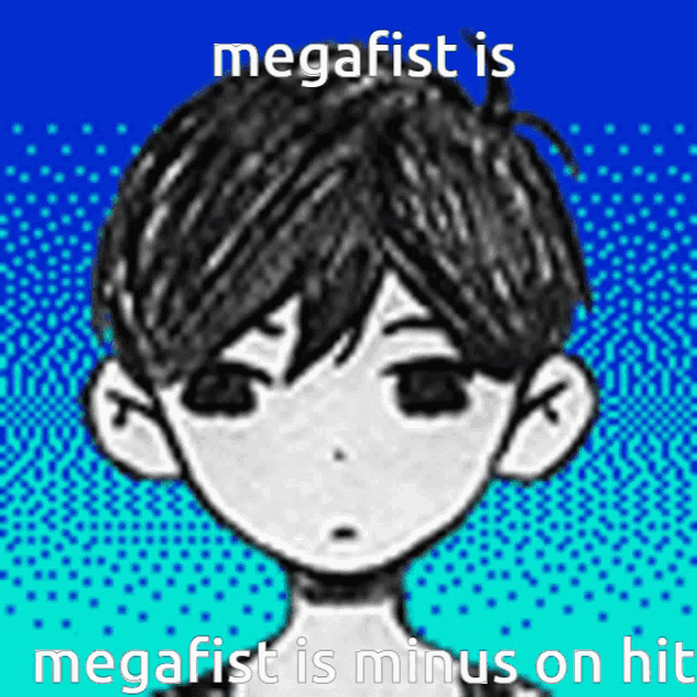 a drawing of a boy with the words megafist is megafist is minus on hit on the bottom