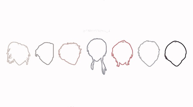 a bunch of drawings of a person 's faces with the name @enhyewonhwa_i on the bottom right