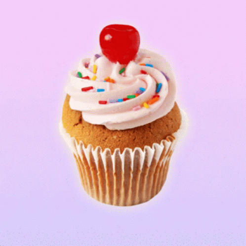 Cupcake With Cherry Atop GIF