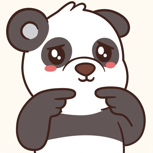a cartoon drawing of a panda bear with a sad look on its face